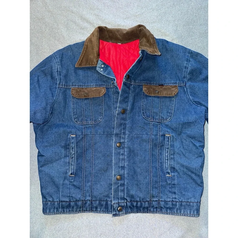 VTG Key Imperial Quilt Lined Denim Chore Trucker Jacket‎ Button Size Large